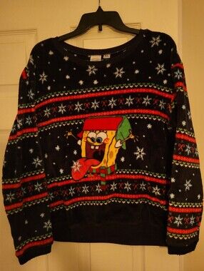 Nickelodeon SpongeBob SquarePants Ugly Christmas Sweater Sz XL Woman Soft Fleece